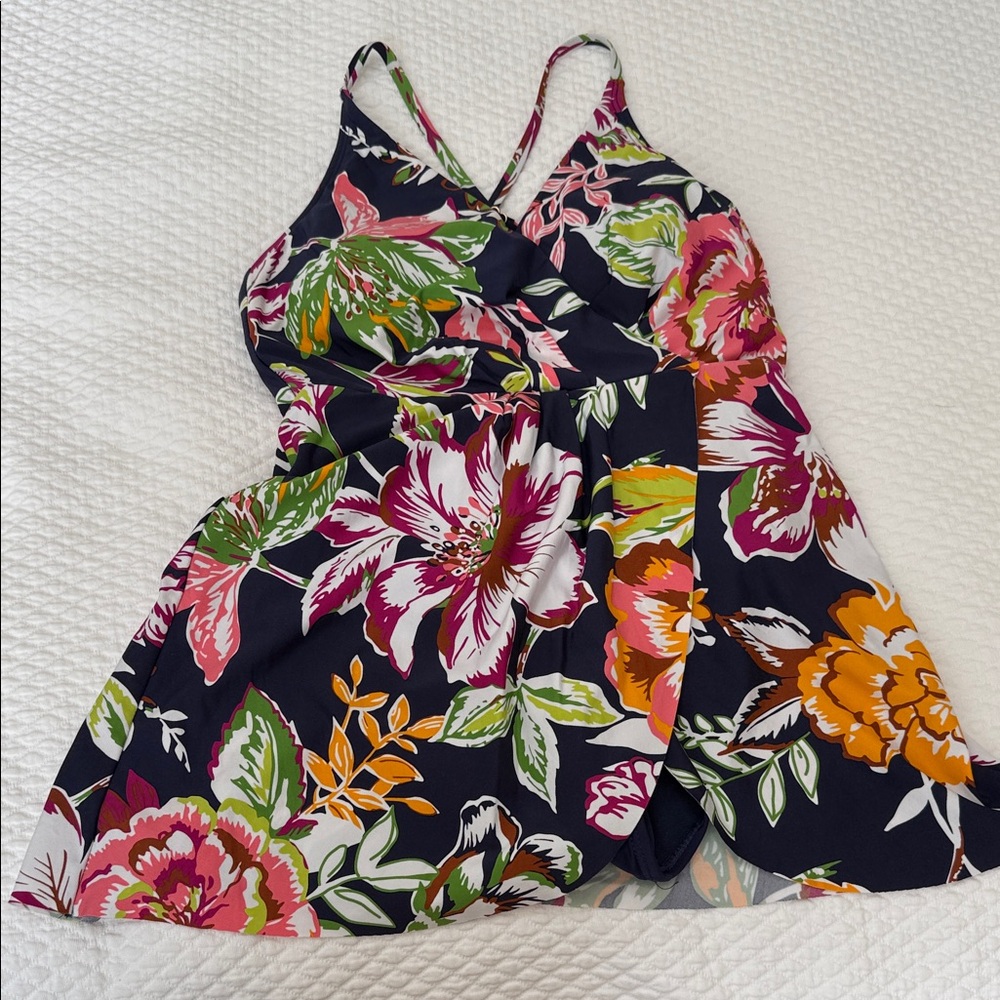 Anne Cole Navy and Multicolor Swimwear